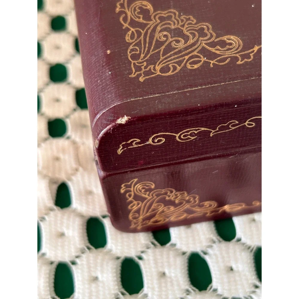 Vintage Farrington Faux Leather Jewelry Box Set Gold Filigree Monogram with Key